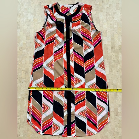 Trina Turk Women's 100% Silk Geometric Shirt Shift Dress Sz 10 Printed Colorful - Picture 5 of 8